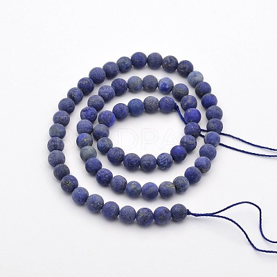 Frosted Round Natural Lapis Lazuli Beads Strands G-E302-110-6mm-1