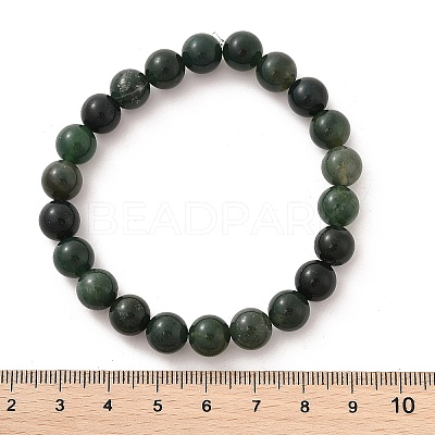 Natural Moss Agate Beads Stretch Bracelets BJEW-F380-01-B15-1