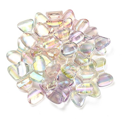 UV Plating Rainbow Iridescent Transparent Acrylic Beads OACR-F006-04-1