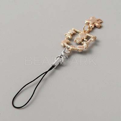 Alloy Enamel Arch with Cat & Sakura Phone Charm Mobile Straps HJEW-WH0007-25B-1