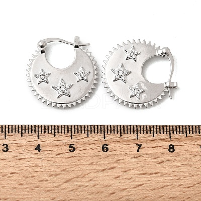 Star Brass Micro Pave Clear Cubic Zirconia Hoop Earrings EJEW-Z157-01P-1