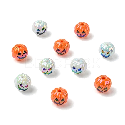 10Pcs 2 Colors Halloween UV Plating Acrylic Beads OACR-YW0003-61-1