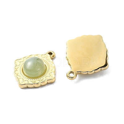 Natural Green Aventurine Rhombus Pendants STAS-L022-339G-02-1