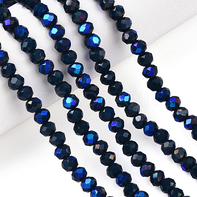 Electroplate Opaque Solid Color Glass Beads Strands EGLA-A034-P4mm-L22-1