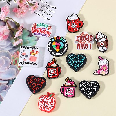 15Pcs 15 Styles Food Grade Silicone Focal Beads SIL-SZ0001-81-1