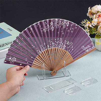 Acrylic Chinese Fan Display Stands ODIS-WH0007-76A-1