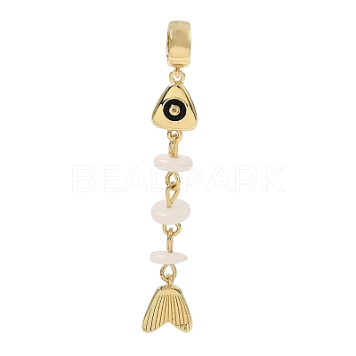 Brass Pave Cubic Zirconia Clear Cubic Zirconia & Natural White Jade & Enamel European Dangle Charms GG-CBA3401-01G-A05-1