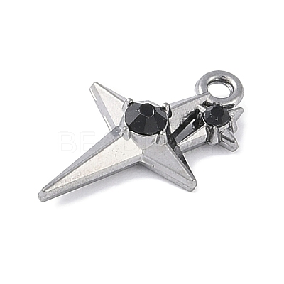 Rack Plating Alloy Jet Rhinestone Pendants PALLOY-F018-18B-02-1