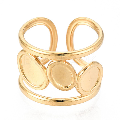 304 Stainless Steel Cuff Ring Components STAS-T066-65G-1