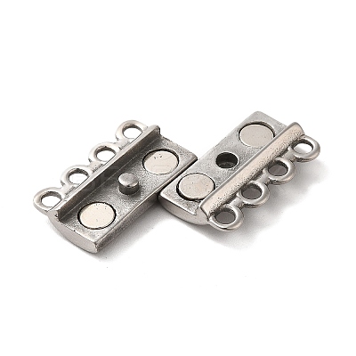 Non-Tarnish 304 Stainless Steel Multi-Strands Magnetic Slide Clasps STAS-P325-05P-1