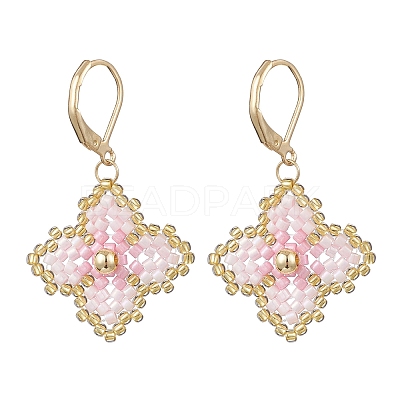 Handmade Glass Seed Beads Flower Leverback Earrings EJEW-MZ00578-03-1