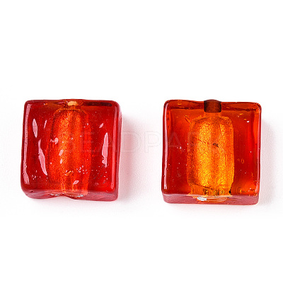Handmade Silver Foil Lampwork Beads X-FOIL-S006-12x12mm-01-1