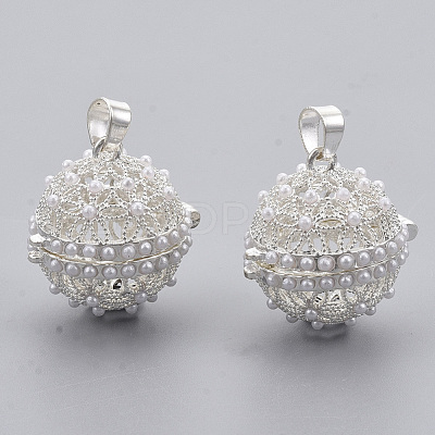 Rack Plating Brass Cage Pendants KK-T053-05S-1