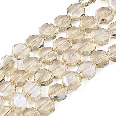 Electroplate Transparent Glass Beads Strands EGLA-N002-27-F02-1
