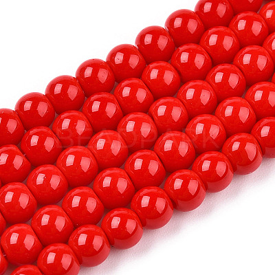 Opaque Solid Color Glass Beads Strands GLAA-T032-P6mm-04-1