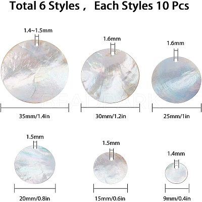 Natural Akoya Shell Pendants SHEL-SC0001-02-1