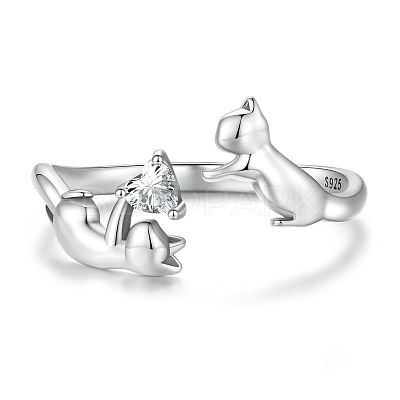 925 Sterling Silver Cubic Zirconia Cuff Rings FS-WG6F047-01-1