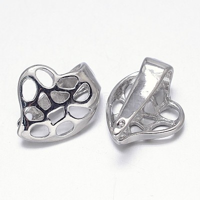 Filigree Heart Rack Plating Brass Enhancer Shortener Pendant Bails KK-L102-34P-1