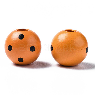 Painted Natural Wood European Beads WOOD-S057-056A-1