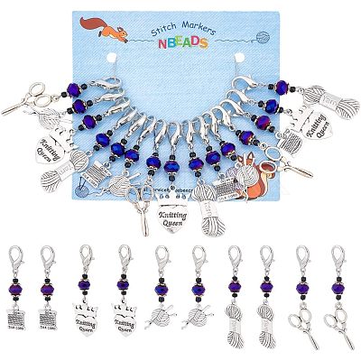 Knitting Theme Alloy Pendant Decorations HJEW-PH01541-1