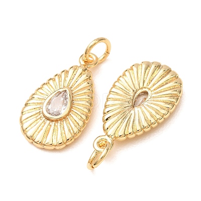 Brass Pave Clear Cubic Zirconia Pendants CU-K002-25G-1