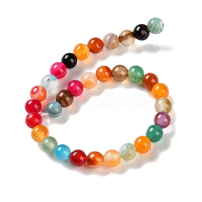 Natural Striped Agate/Banded Agate Beads Strands G-Z060-A01-A07-1