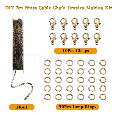 DIY 3m Brass Cable Chain Jewelry Making Kit DIY-YW0005-75AB-1