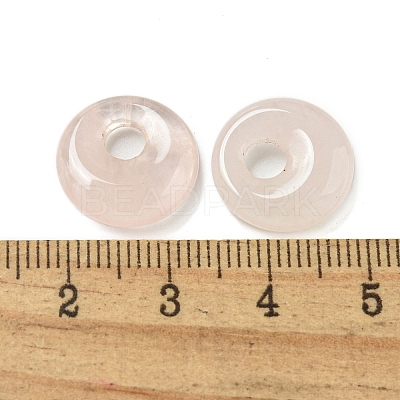 Natural Rose Quartz Donut/Pi Disc Charms G-G142-02G-1