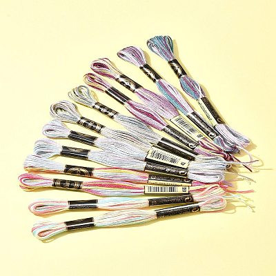 12 Skeins 6 Colors 6-Ply Polyester Embroidery Floss OCOR-FS0001-01B-03-1