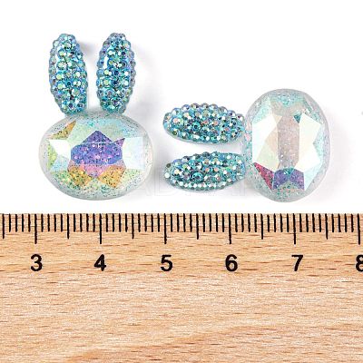 Transparent Epoxy Resin Rabbit Head Decoden Cabochons CRES-M034-05A-1