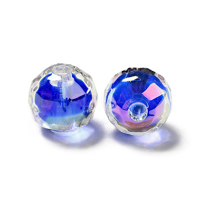 UV Plating Rainbow Iridescent Transparent Acrylic Beads OACR-A014-B02-1