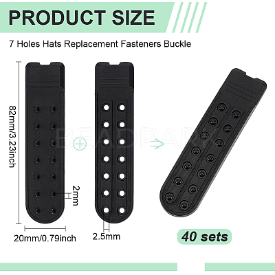 40 Sets Plastic Snapback Strap with 7 Holes FIND-BC0013-41A-1