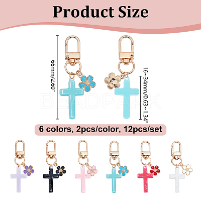12Pcs 6 Colors Resin & Alloy Enamel Pendant Decorations HJEW-HY00177-1