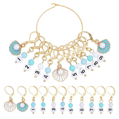 24Pcs Alloy Enamel Pendant Locking Stitch Markers HJEW-HY00116-1