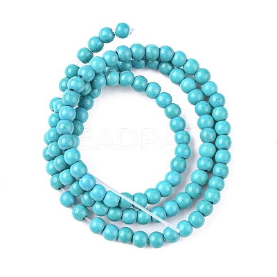 1 Strand Dyed Dark Cyan Round Synthetic Turquoise Beads Strands X-TURQ-G106-4mm-02E-1