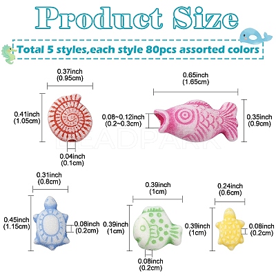 400Pcs 5 Styles Craft Style Acrylic Beads MACR-YW0003-14-1