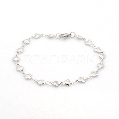 Tarnish Resistant Casual Style 304 Stainless Steel Heart Link Chain Bracelets STAS-O036-05P-1