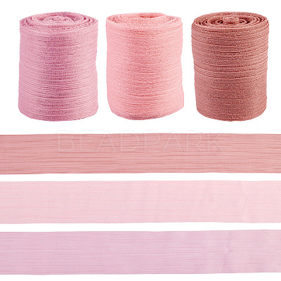 3 Rolls 3 Colors Wrinkle Polyester Ribbon OCOR-TA0002-98B-1