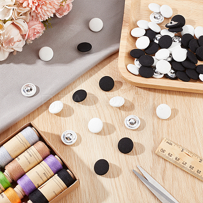 60Pcs 2 Colors Cloth Shank Buttons BUTT-GA0001-31-1