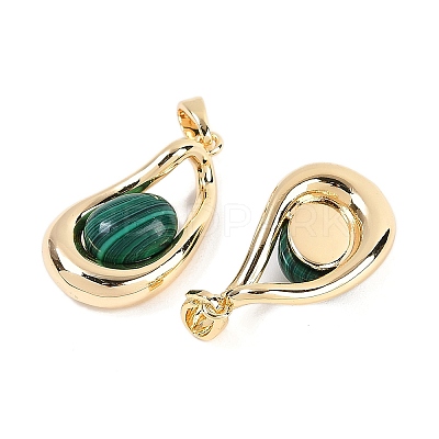 Synthetic Malachite Teardrop Pendants KK-U043-39G-01-1
