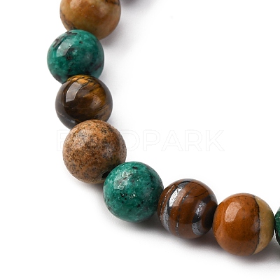 12 Constellations Natural Tiger Eye & Picture Jasper & Agate & Black Onyx Round Beaded Stretch Bracelets for Men Women WGB9E7C-06-1