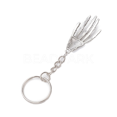 Halloween Themed Skull Hand Alloy Keychain KEYC-JKC00860-1