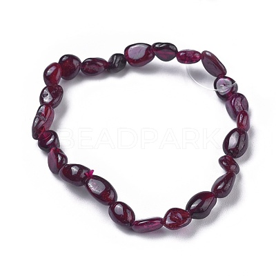 Natural Garnet Bead Stretch Bracelets BJEW-K213-45-1