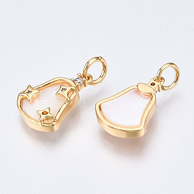 Brass Micro Pave Clear Cubic Zirconia Pendants KK-Q277-016-NF-1