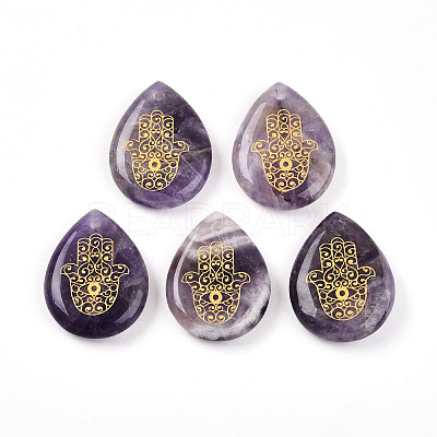 Natural Amethyst Pendants G-N345-05D-1