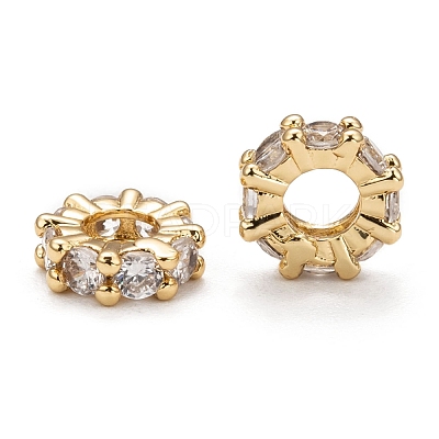 Brass Cubic Zirconia European Beads ZIRC-F001-101G-1
