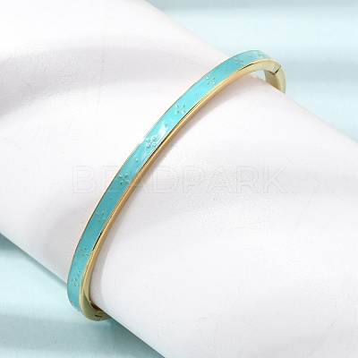 304 Stainless Steel Enamel Hinged Cuff Bangles for Women SA-CBAC920-15G-01C-1