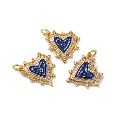 Rack Plating Brass Micro Pave Clear Cubic Zirconia Charms KK-D074-04G-06-1
