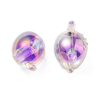 UV Plating Rainbow Iridescent Acrylic Beads OACR-F004-07A-1