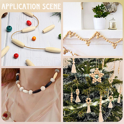 300Pcs 3 Style Natural Unfinished Wood Beads WOOD-SP0001-53-1